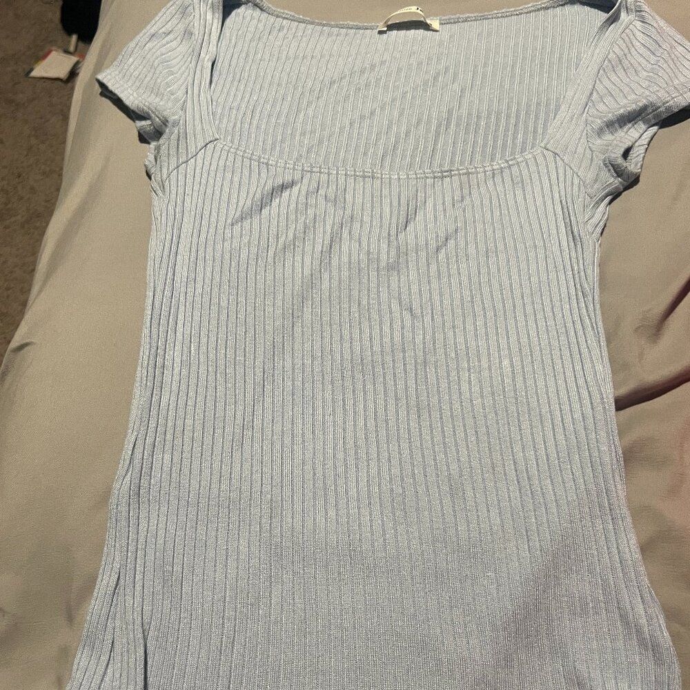 Reformation ribbed blue basic tee xs